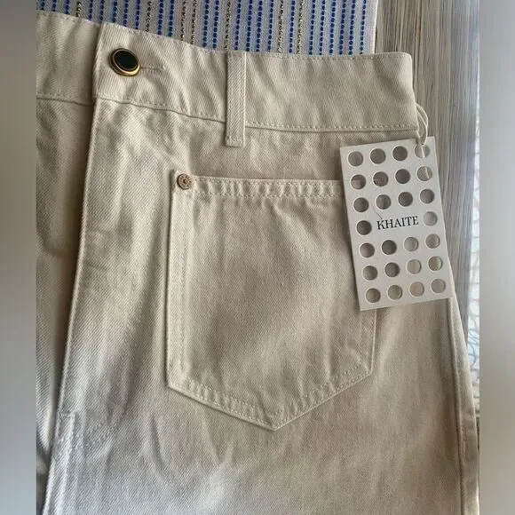 KHAITE Aiden Jean Womens Size 31 Ivory Rigid Pockets High Waist Cotton NWT - Picture 13 of 16